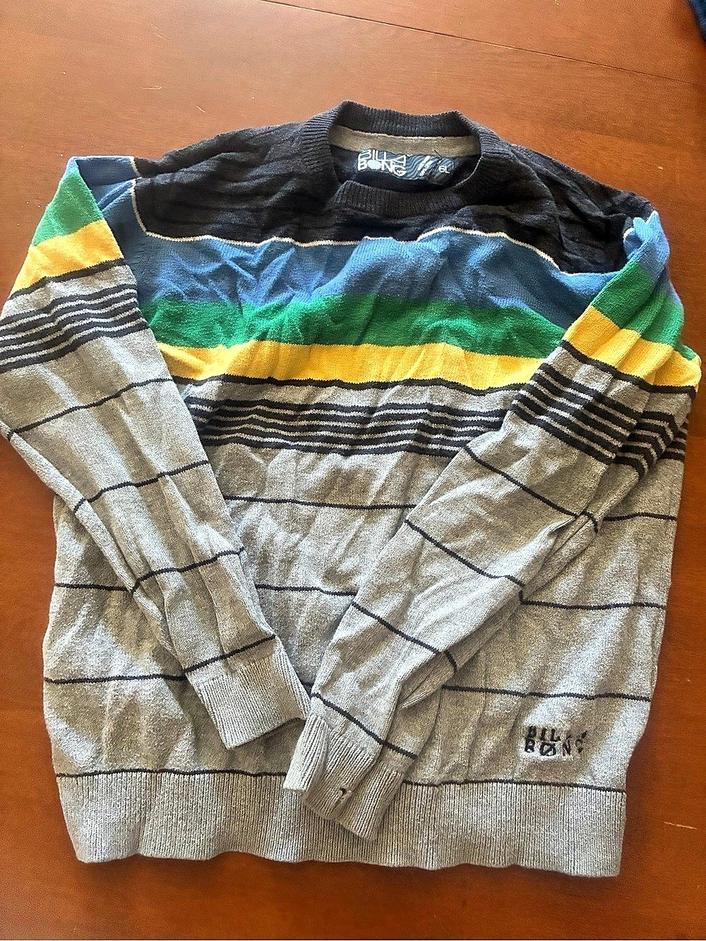 Billabong Men's Striped Crewneck Cotton Sweater Size XL